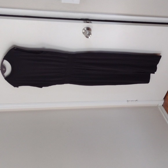 Athleta Santorini Cinch Dress Black Soft Stretchy Jersey Knit Modal Athleisure S - Picture 13 of 13